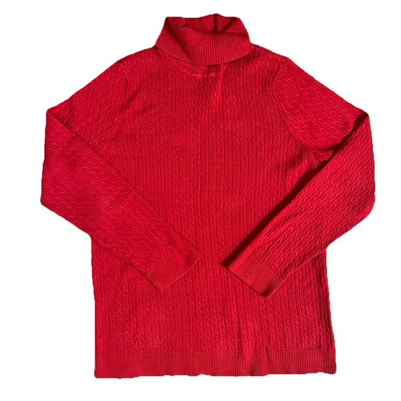 Jeanne Pierre Women’s 1X Red Cable Knit Turtleneck Sweater Plus Size Pullover - Picture 2 of 6